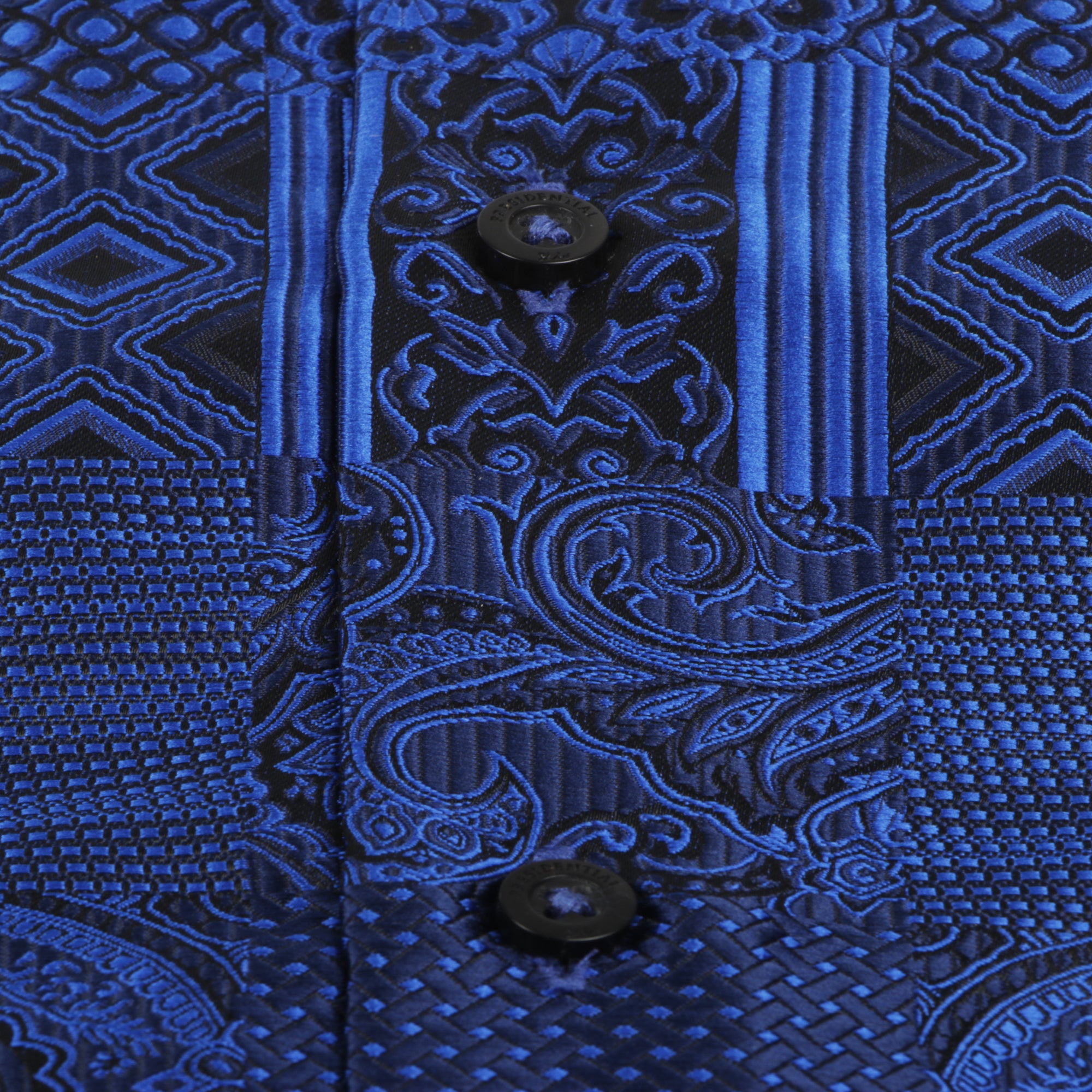 African Chess - Royal Blue Men's Jacquard Woven Luxury Formal Shirt