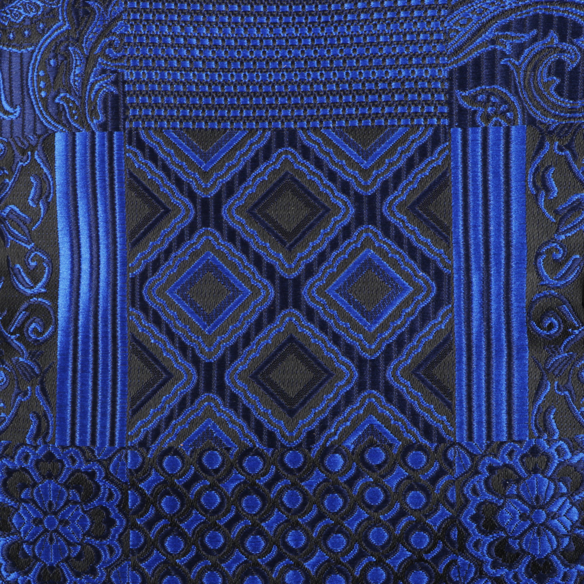 African Chess - Royal Blue Men's Jacquard Woven Luxury Formal Shirt