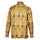 African Chess - Gold Brown Men's Jacquard Woven Luxury Formal Shirt