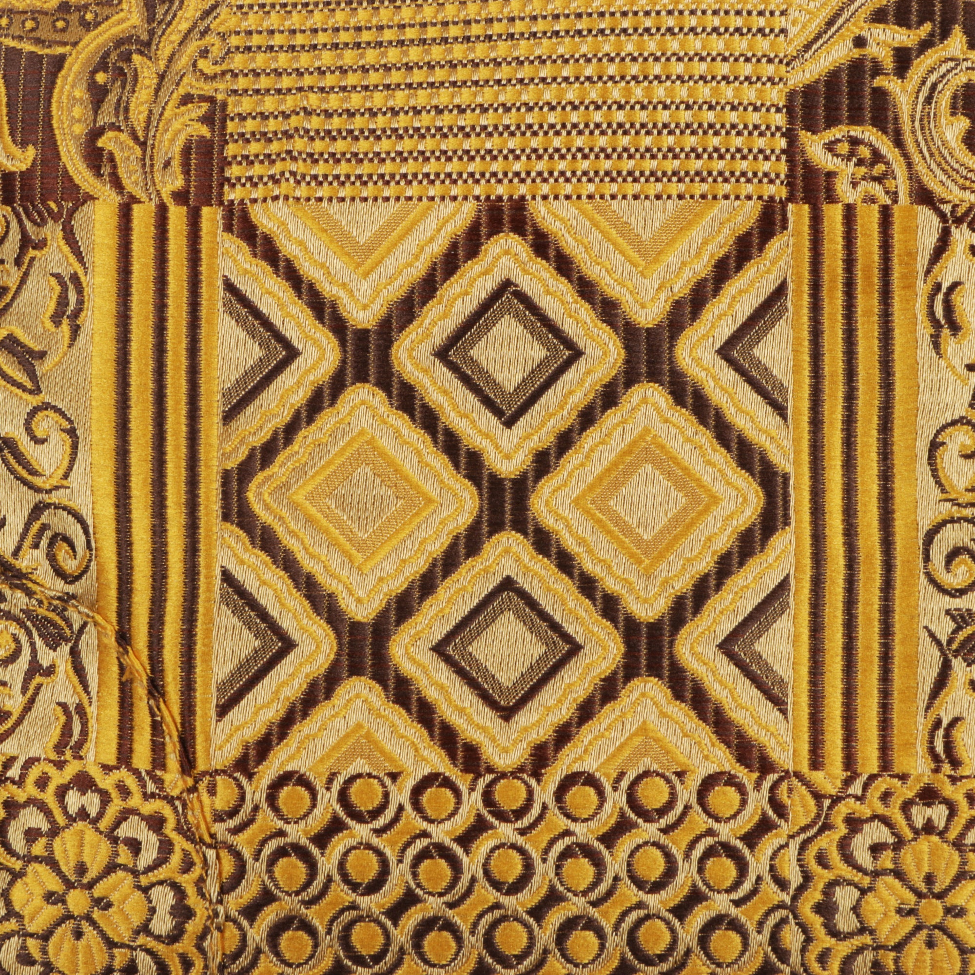 African Chess - Gold Brown Men's Jacquard Woven Luxury Formal Shirt