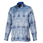 African Chess - Blue Men's Jacquard Woven Luxury Formal Shirt