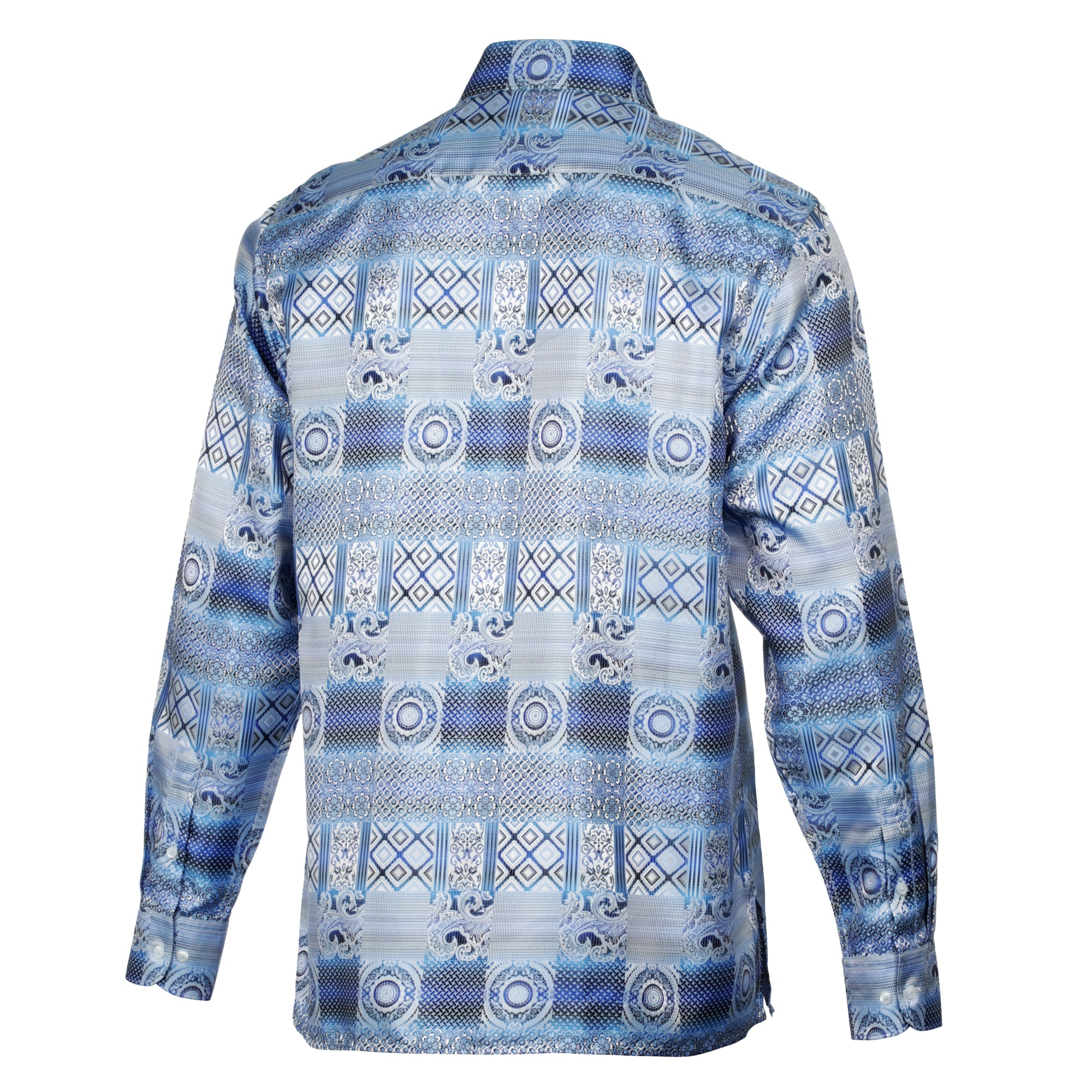 African Chess - Blue Men's Jacquard Woven Luxury Formal Shirt