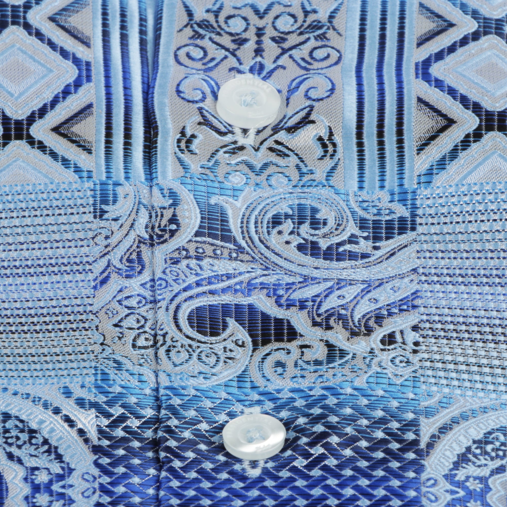 African Chess - Blue Men's Jacquard Woven Luxury Formal Shirt