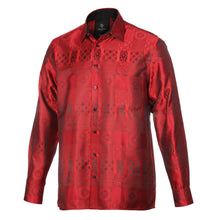 African Chess - Red Men's Jacquard Woven Luxury Formal Shirt