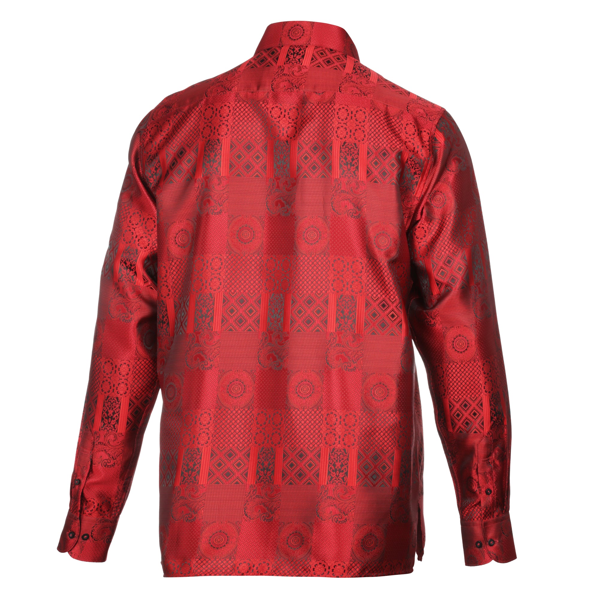 African Chess - Red Men's Jacquard Woven Luxury Formal Shirt