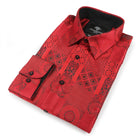 African Chess - Red Men's Jacquard Woven Luxury Formal Shirt