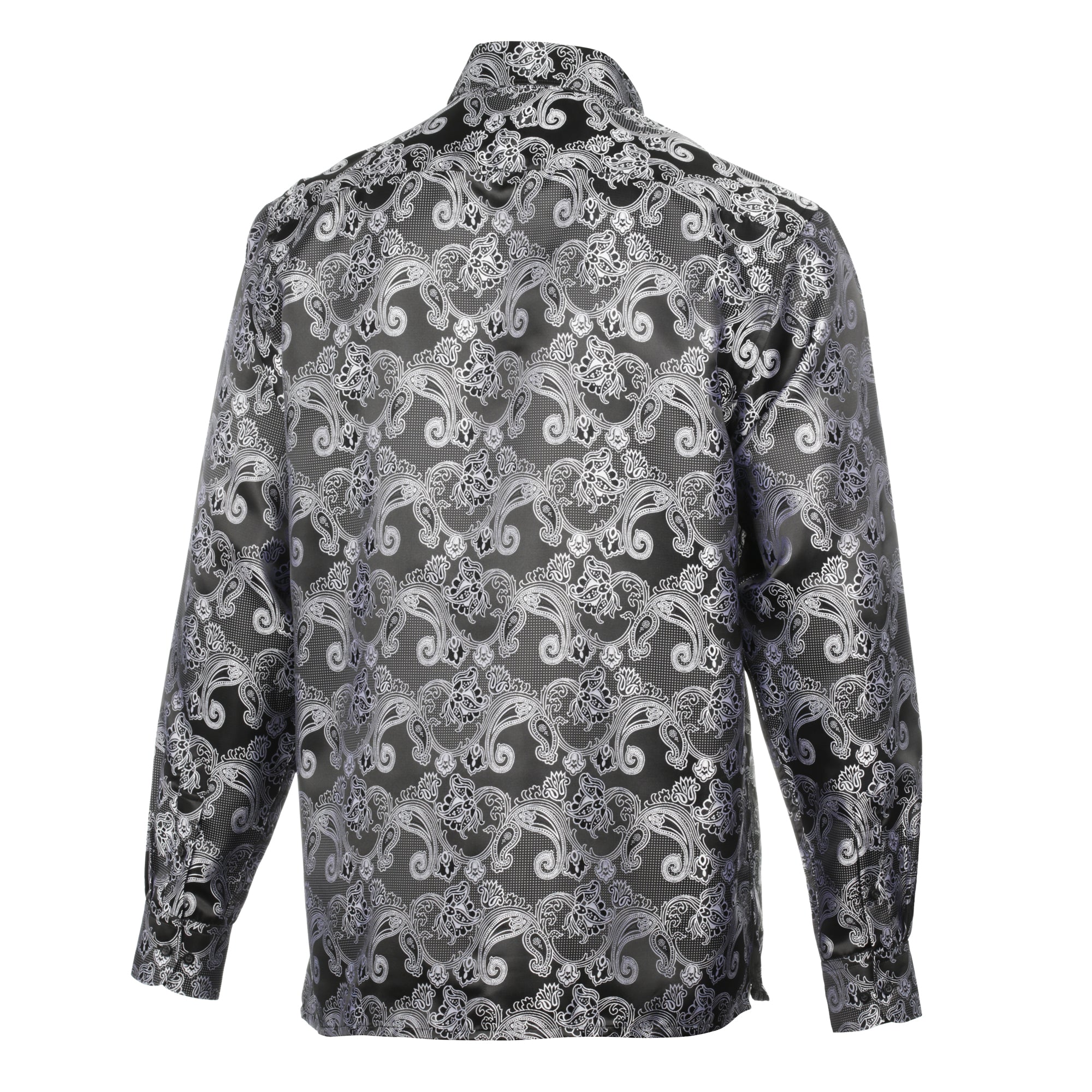 Lillian Wave - Black Men's Jacquard Satin Luxury Formal Shirt
