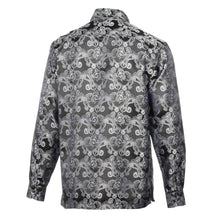 Lillian Wave - Black Men's Jacquard Satin Luxury Formal Shirt
