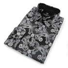 Lillian Wave - Black Men's Jacquard Satin Luxury Formal Shirt