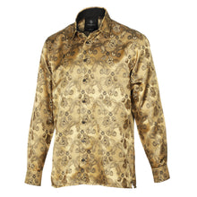 Lillian Wave - Gold Men's Jacquard Satin Luxury Formal Shirt