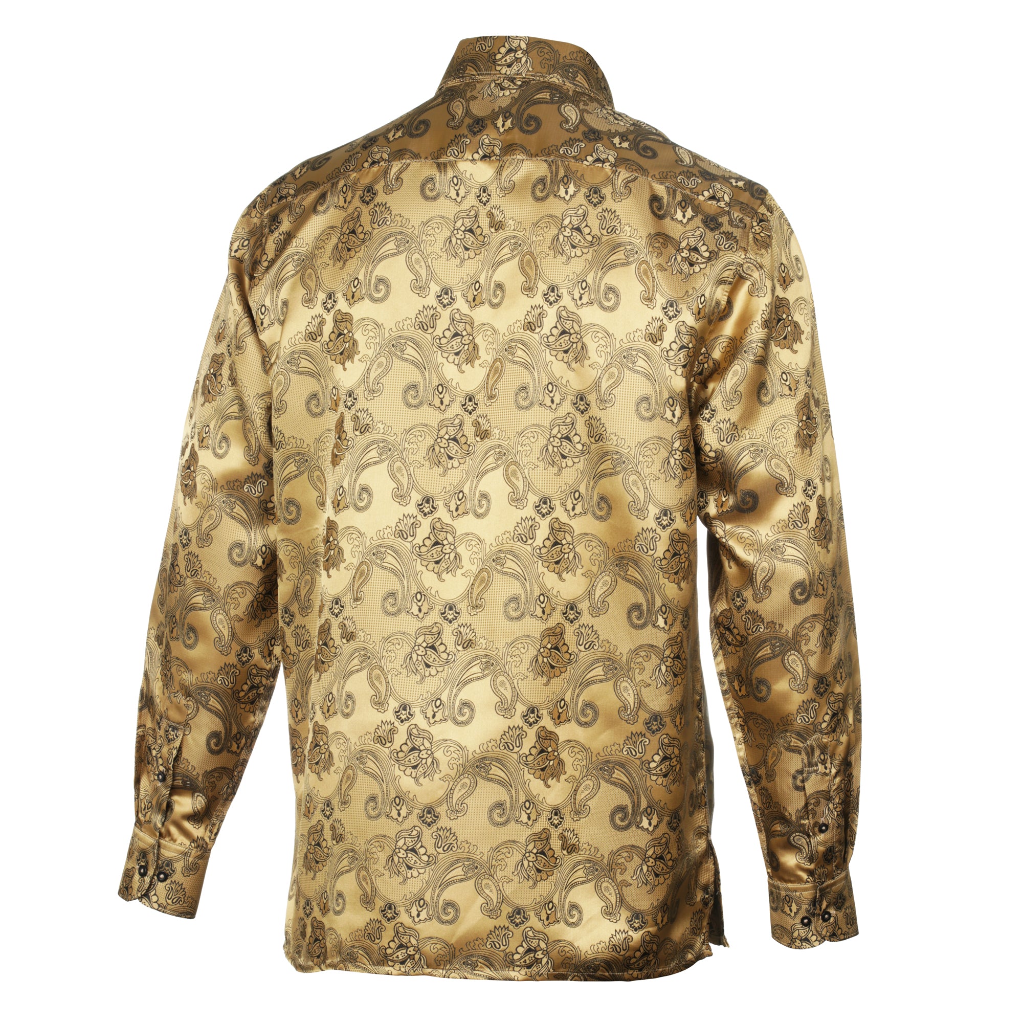 Lillian Wave - Gold Men's Jacquard Satin Luxury Formal Shirt