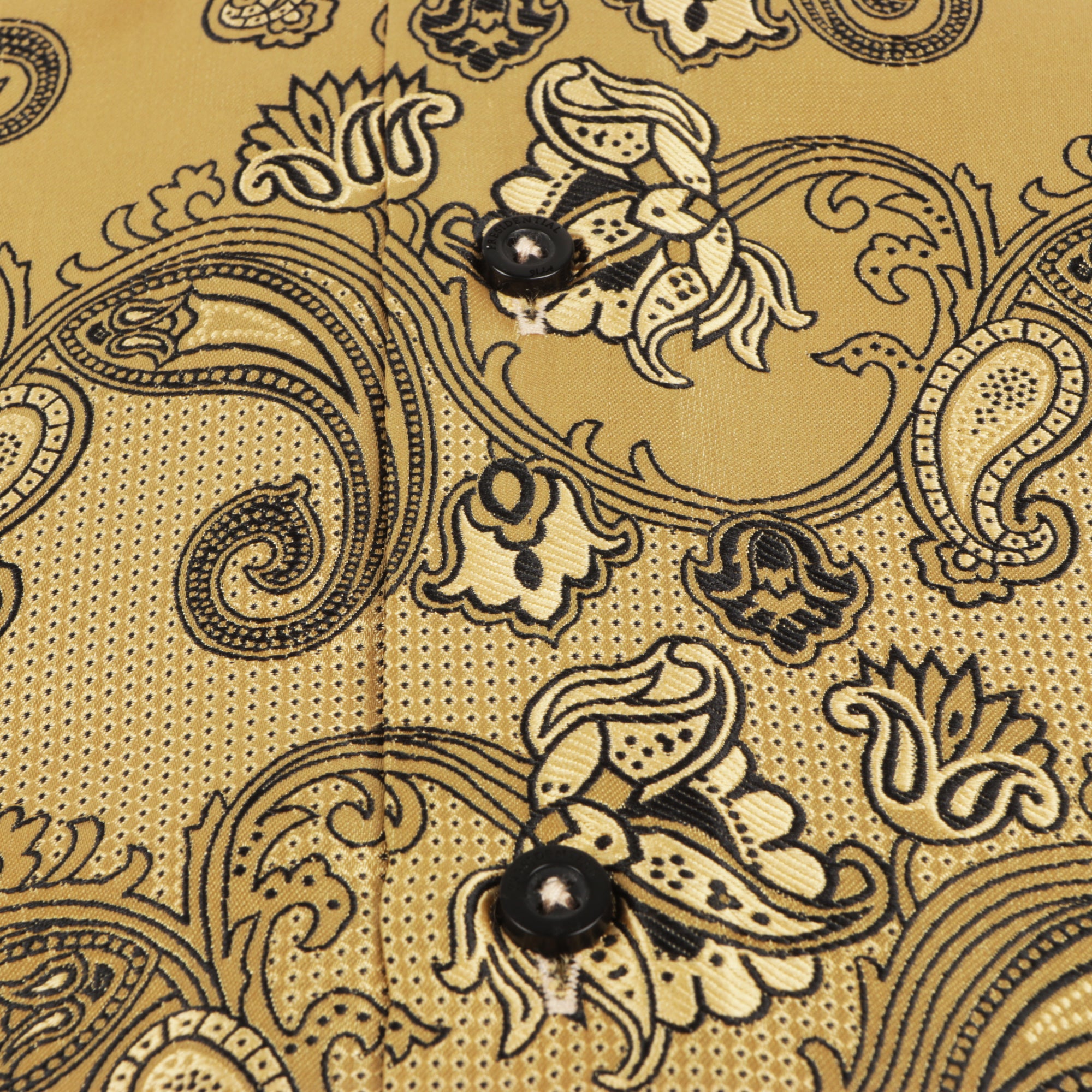 Lillian Wave - Gold Men's Jacquard Satin Luxury Formal Shirt