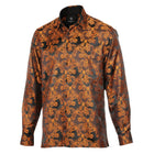 Lillian Wave - Burnt Orange Men's Jacquard Satin Luxury Formal Shirt