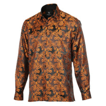 Lillian Wave - Burnt Orange Men's Jacquard Satin Luxury Formal Shirt