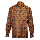 Lillian Wave - Burnt Orange Men's Jacquard Satin Luxury Formal Shirt