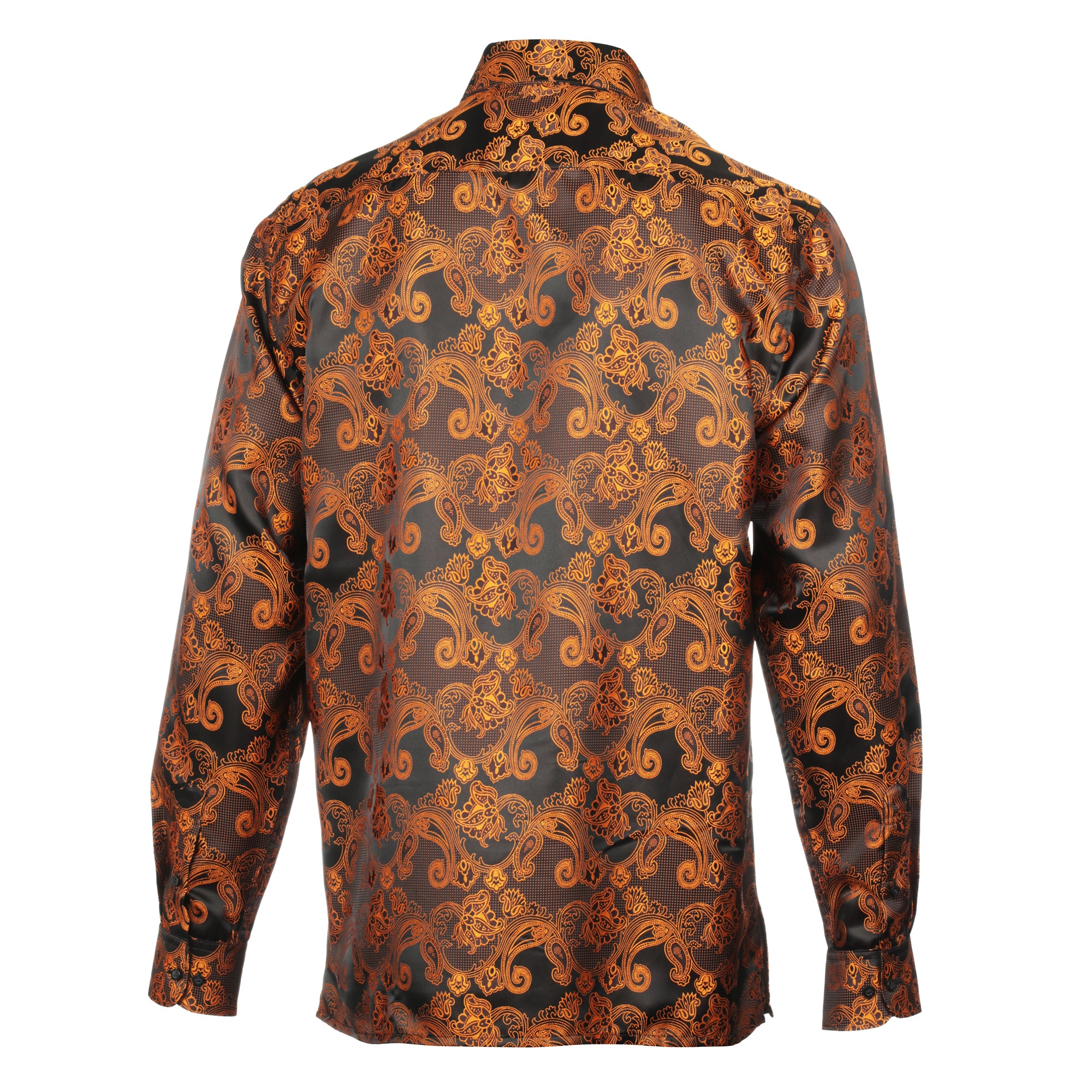 Lillian Wave - Burnt Orange Men's Jacquard Satin Luxury Formal Shirt
