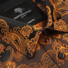 Lillian Wave - Burnt Orange Men's Jacquard Satin Luxury Formal Shirt