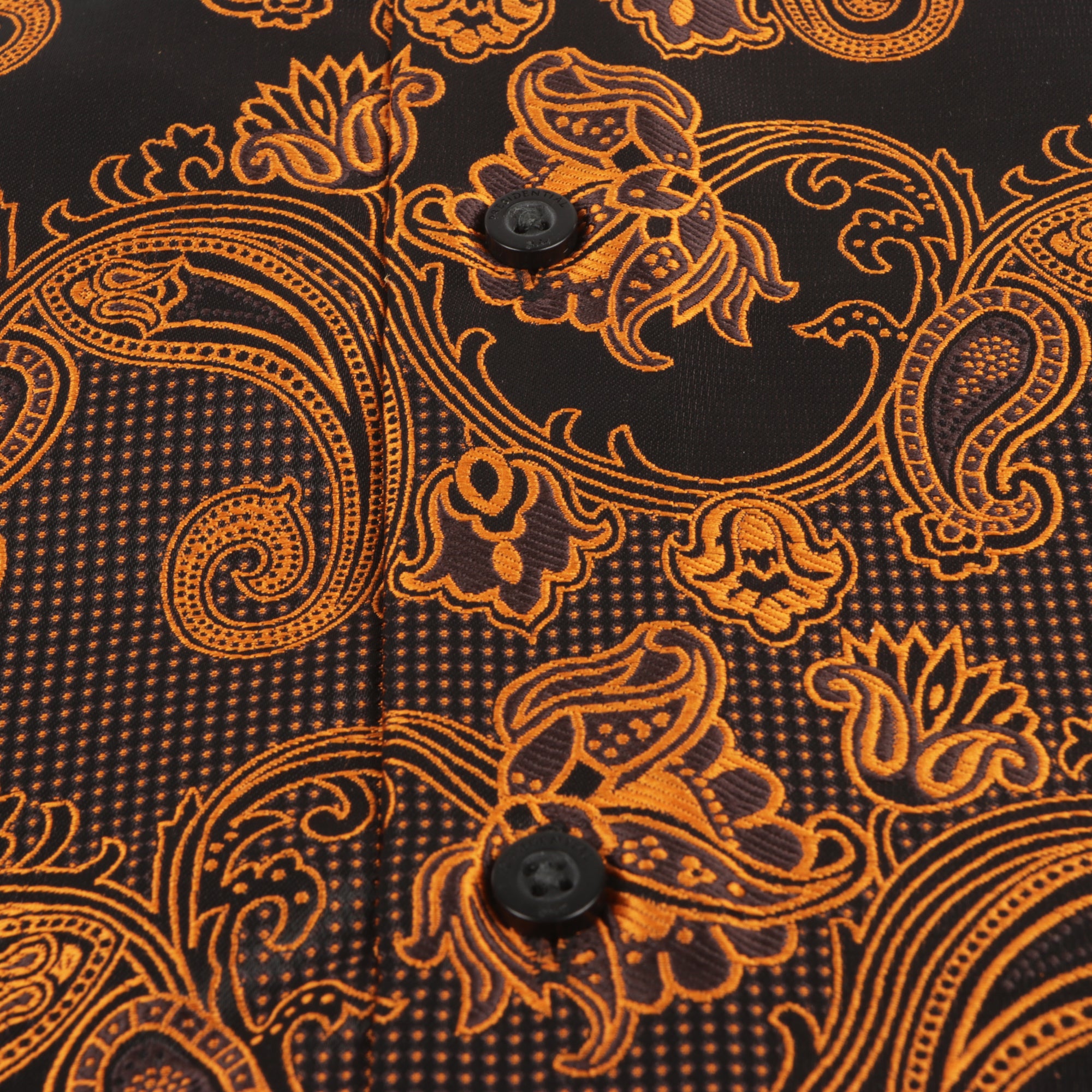 Lillian Wave - Burnt Orange Men's Jacquard Satin Luxury Formal Shirt
