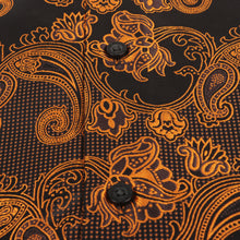 Lillian Wave - Burnt Orange Men's Jacquard Satin Luxury Formal Shirt