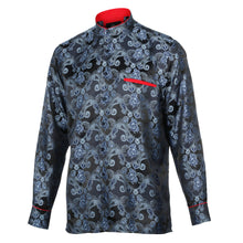 Lillian Wave - Navy Men's Jacquard Satin Luxury Formal Shirt
