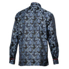 Lillian Wave - Navy Men's Jacquard Satin Luxury Formal Shirt