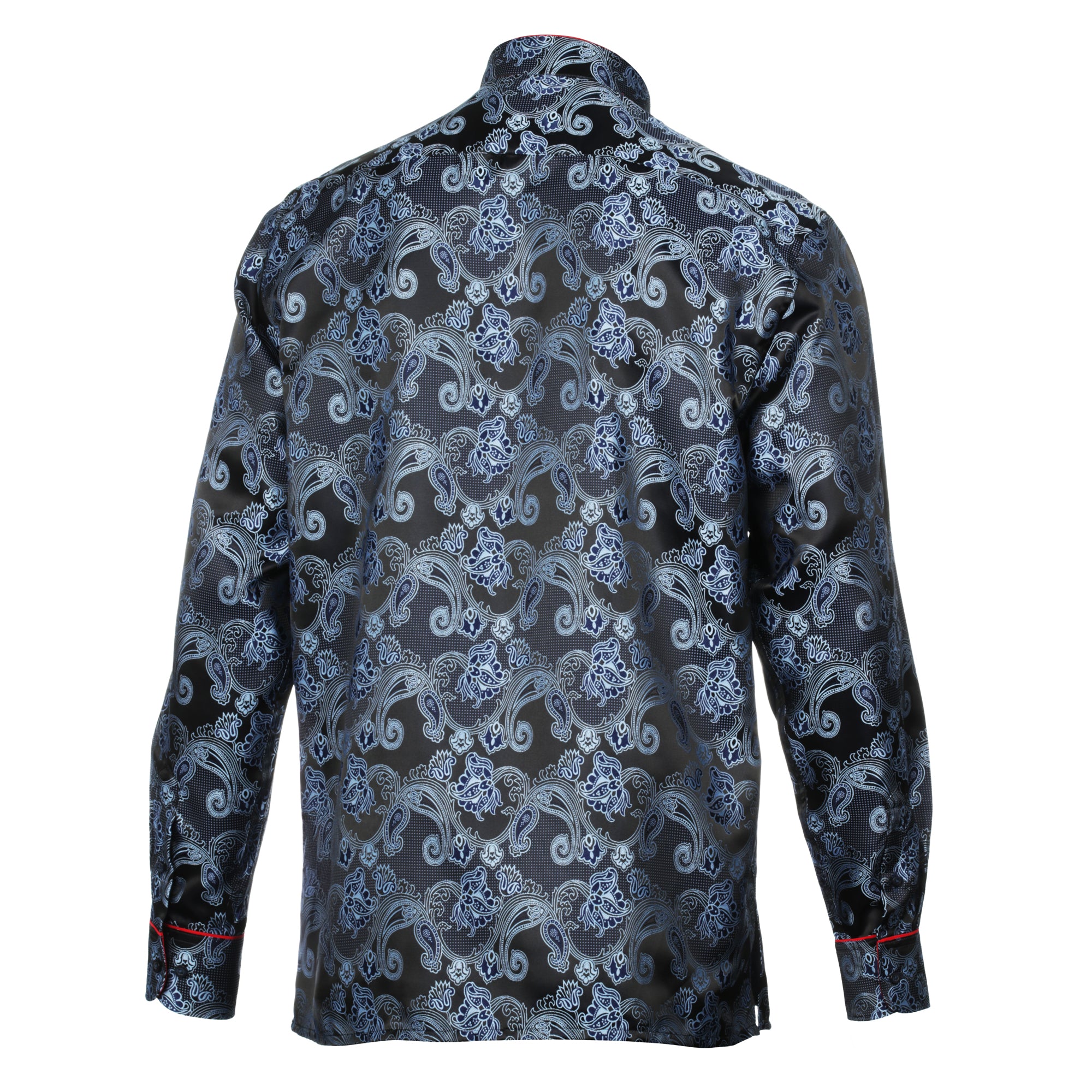 Lillian Wave - Navy Men's Jacquard Satin Luxury Formal Shirt