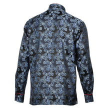 Lillian Wave - Navy Men's Jacquard Satin Luxury Formal Shirt