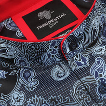 Lillian Wave - Navy Men's Jacquard Satin Luxury Formal Shirt