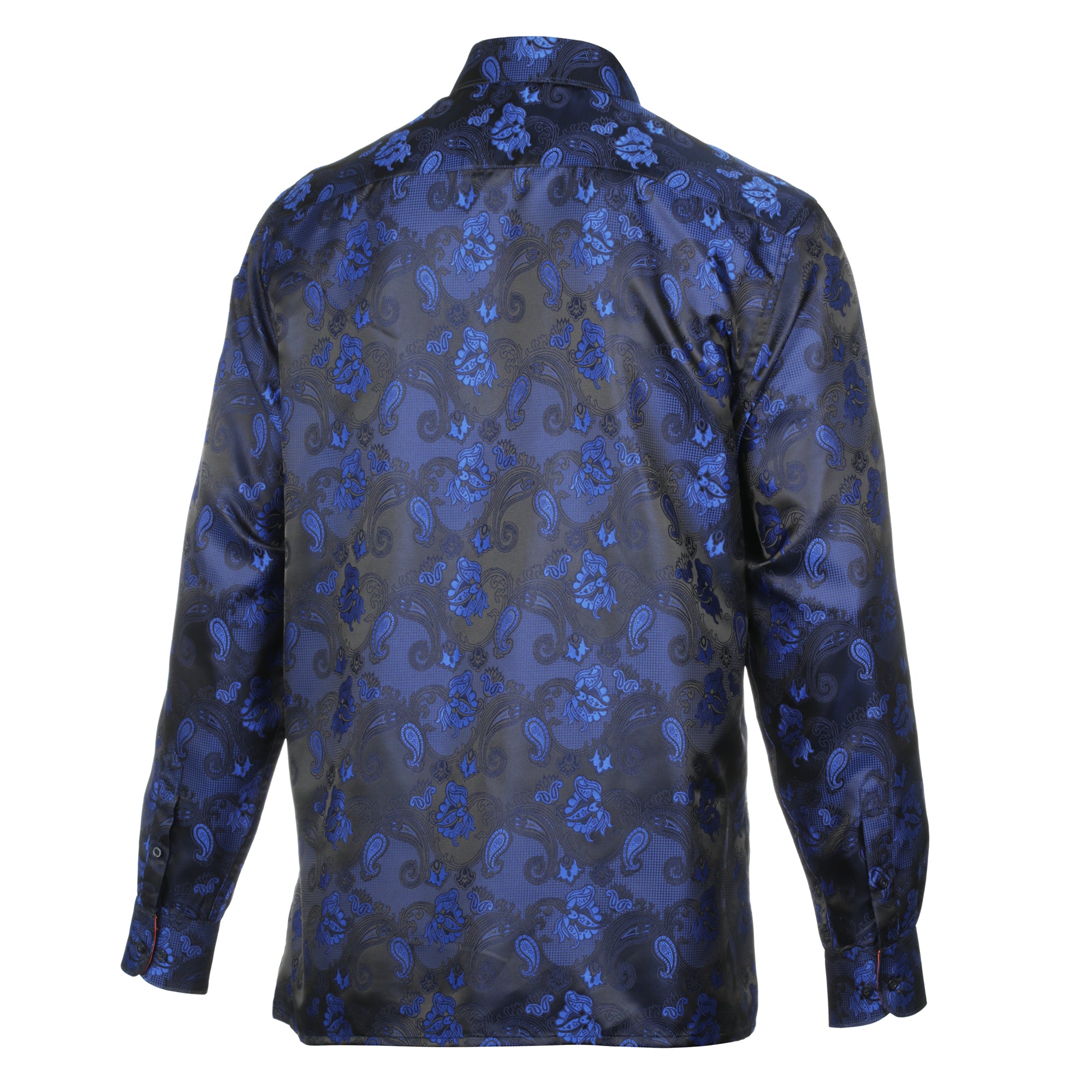 Lillian Wave - Royal Blue Men's Jacquard Satin Luxury Formal Shirt