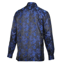 Lillian Wave - Royal Blue Men's Jacquard Satin Luxury Formal Shirt