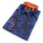 Lillian Wave - Royal Blue Men's Jacquard Satin Luxury Formal Shirt