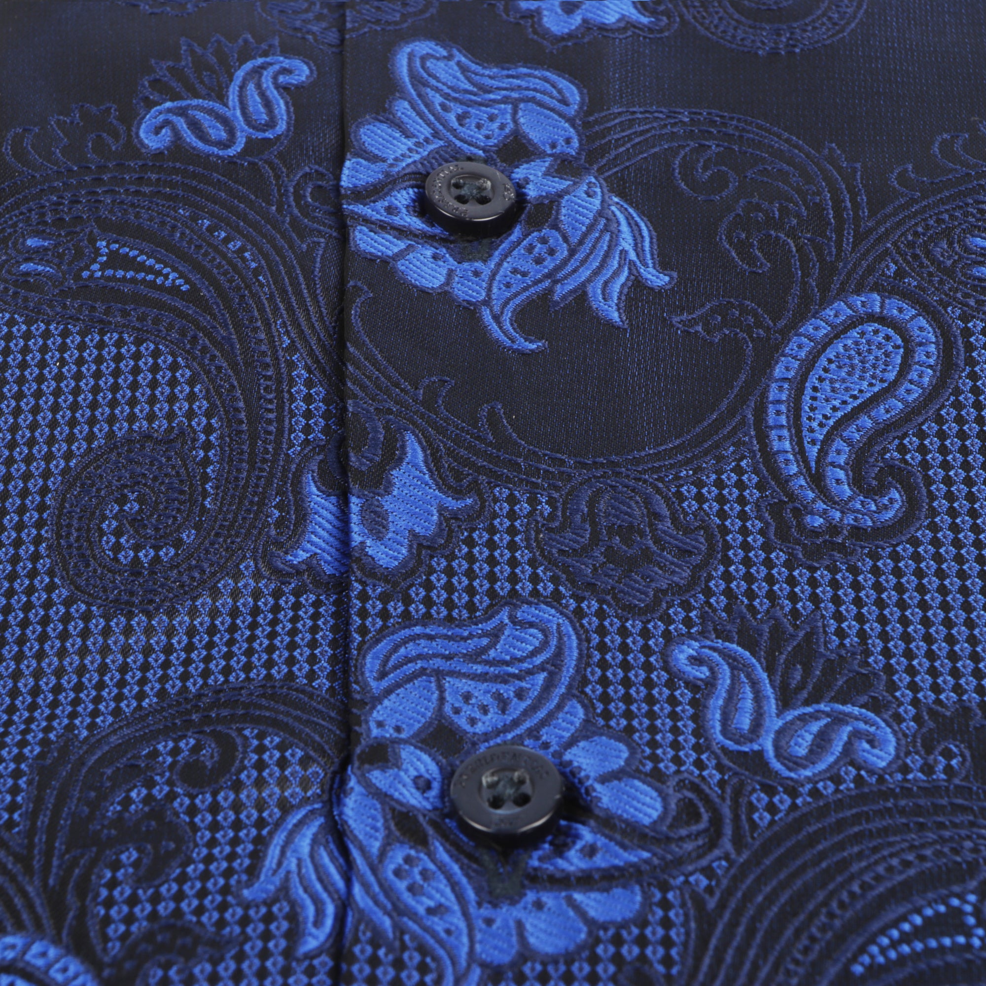 Lillian Wave - Royal Blue Men's Jacquard Satin Luxury Formal Shirt
