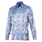 Lillian Wave - Blue Men's Jacquard Satin Luxury Formal Shirt