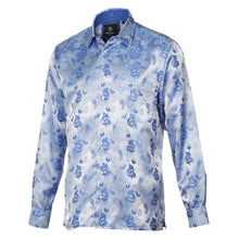 Lillian Wave - Blue Men's Jacquard Satin Luxury Formal Shirt