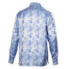 Lillian Wave - Blue Men's Jacquard Satin Luxury Formal Shirt