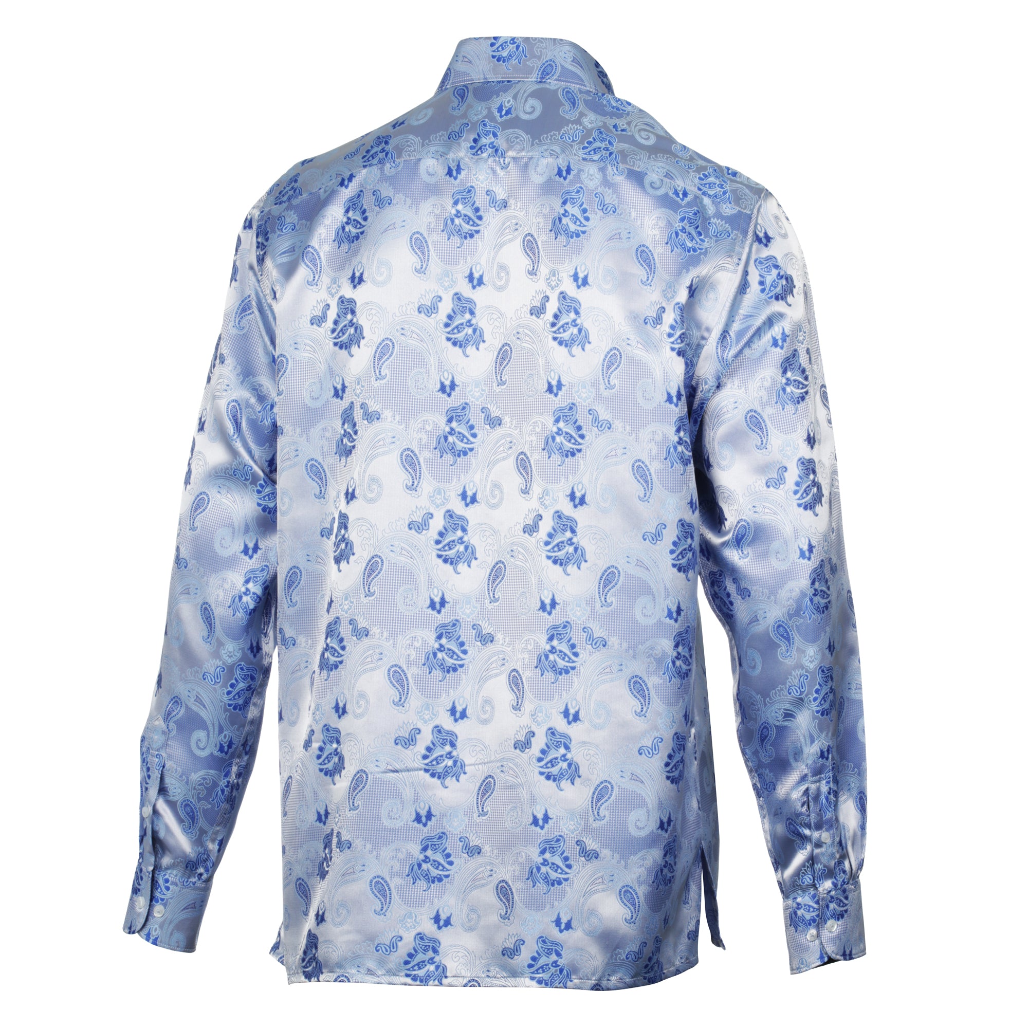 Lillian Wave - Blue Men's Jacquard Satin Luxury Formal Shirt