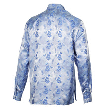 Lillian Wave - Blue Men's Jacquard Satin Luxury Formal Shirt