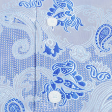 Lillian Wave - Blue Men's Jacquard Satin Luxury Formal Shirt