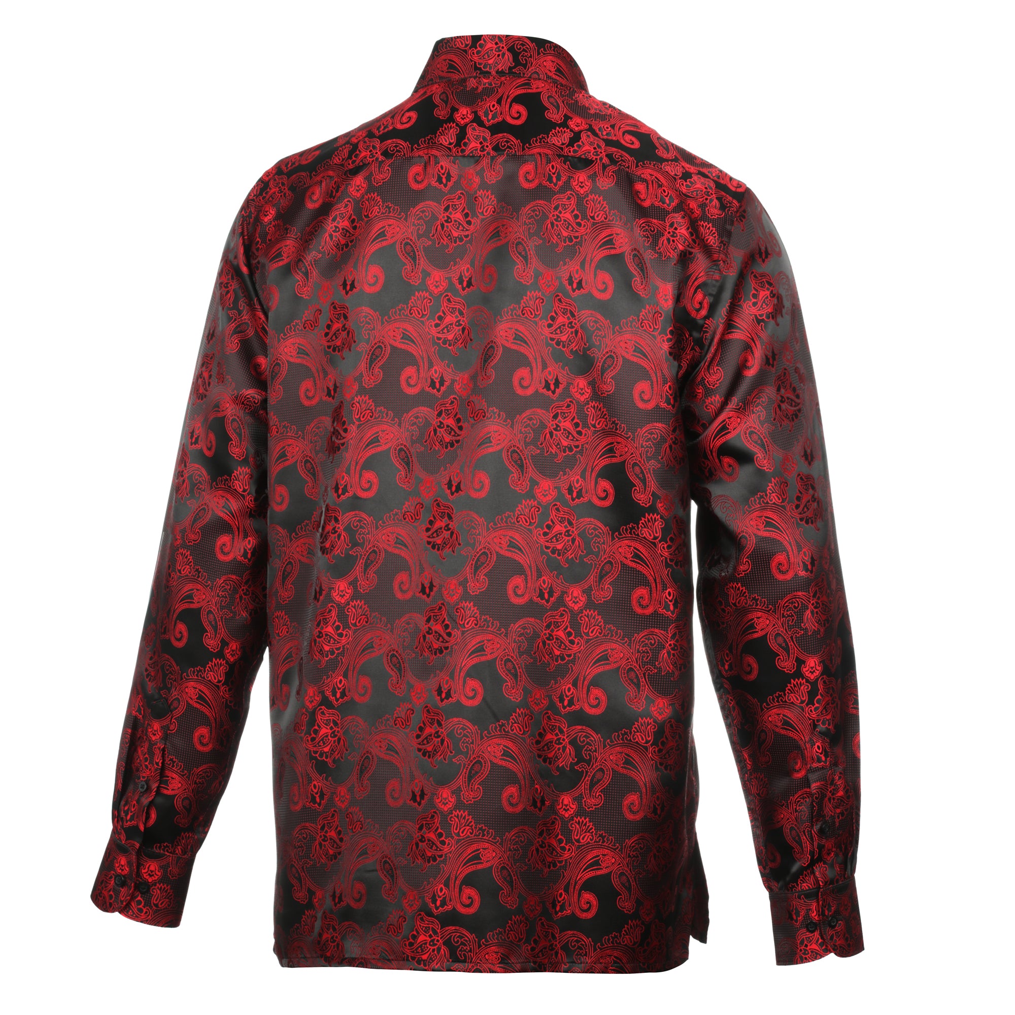Lillian Wave - Royal Red Men's Jacquard Satin Luxury Formal Shirt