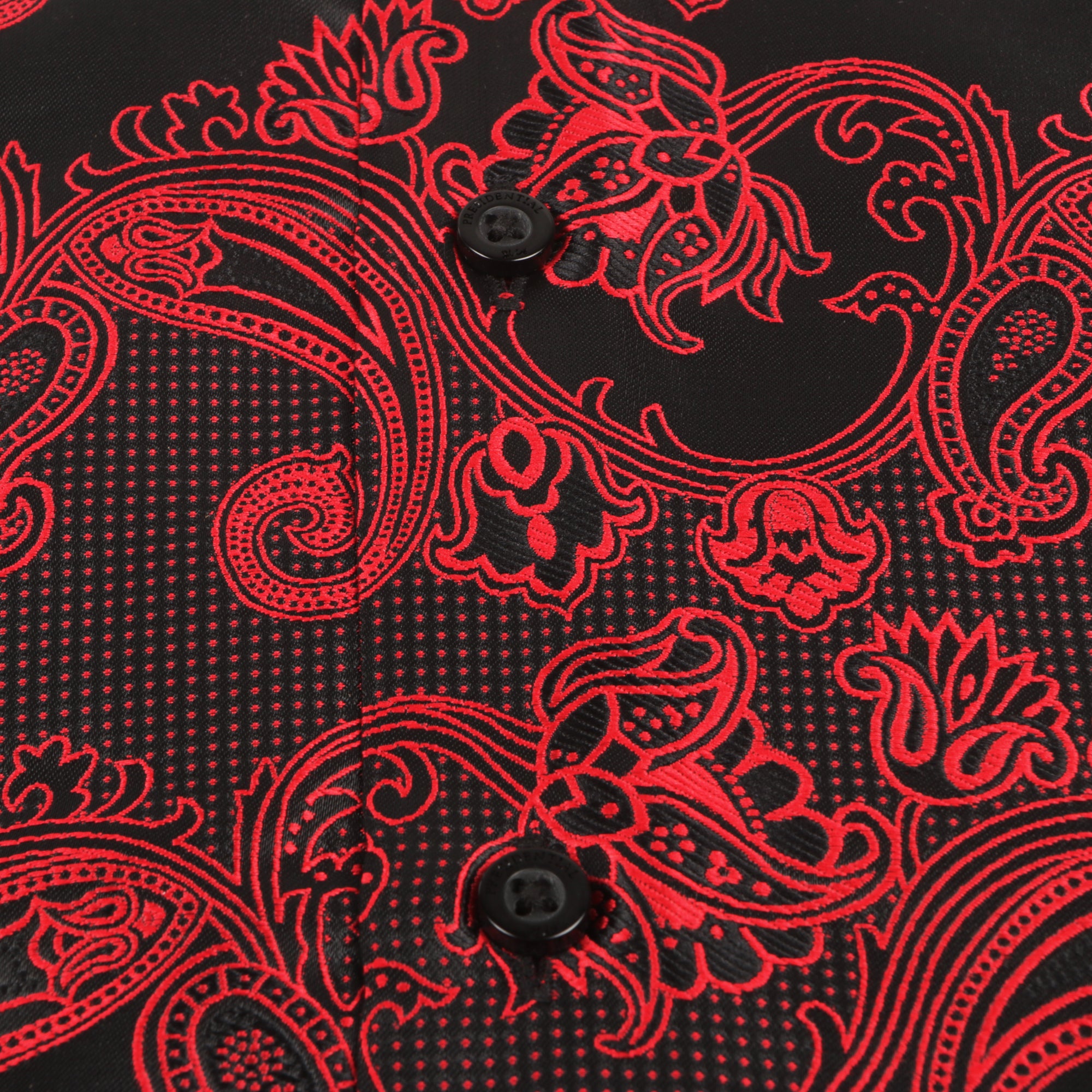 Lillian Wave - Royal Red Men's Jacquard Satin Luxury Formal Shirt