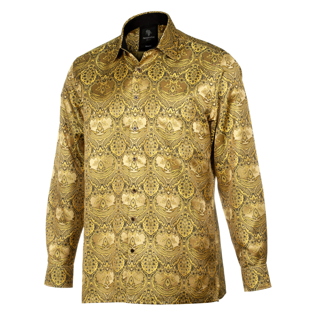 Golden Heart - Gold Men's Jacquard Woven Luxury Formal Shirt