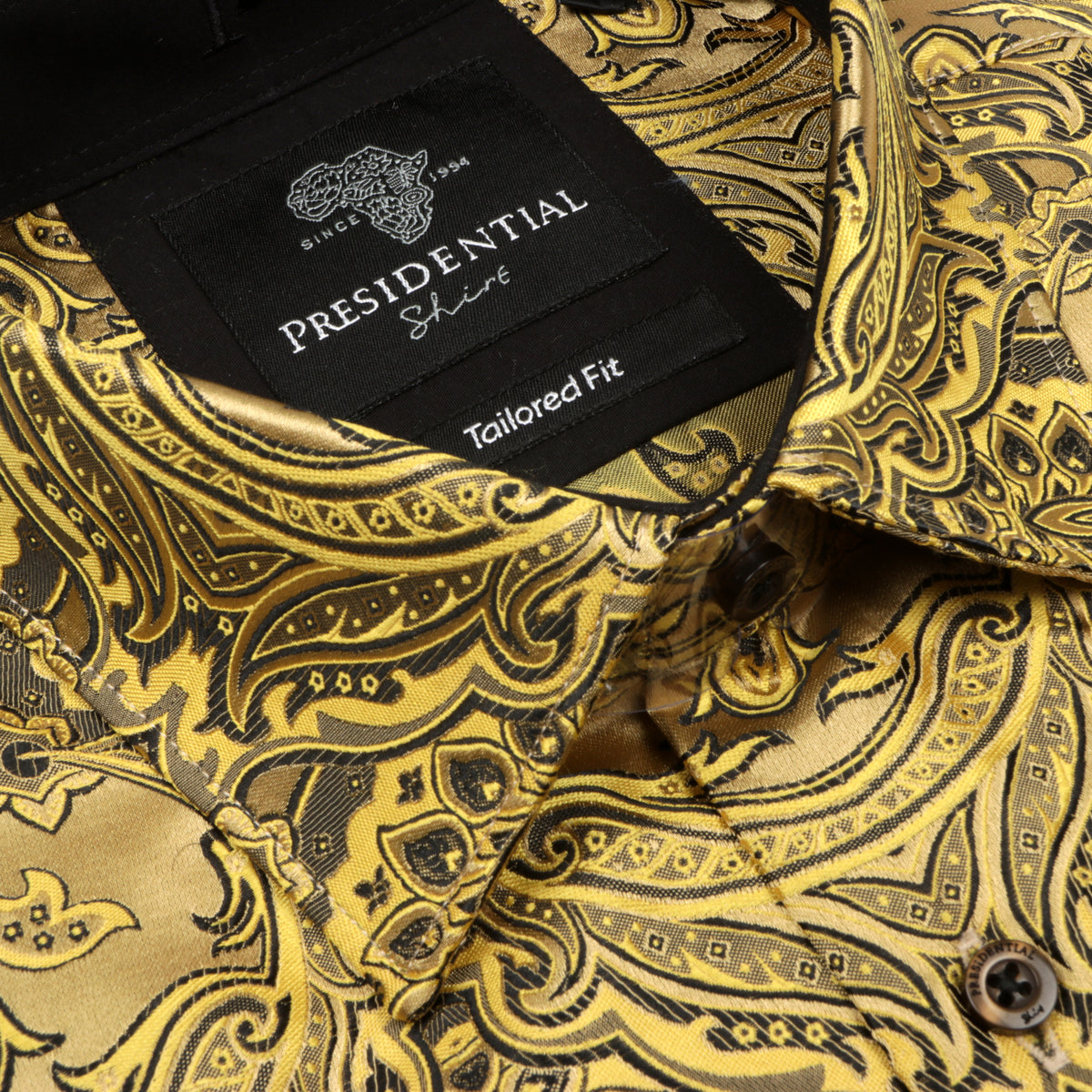 Golden Heart - Gold Men's Jacquard Woven Luxury Formal Shirt