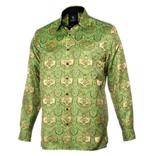 Golden Heart - Green Men's Jacquard Woven Luxury Formal Shirt