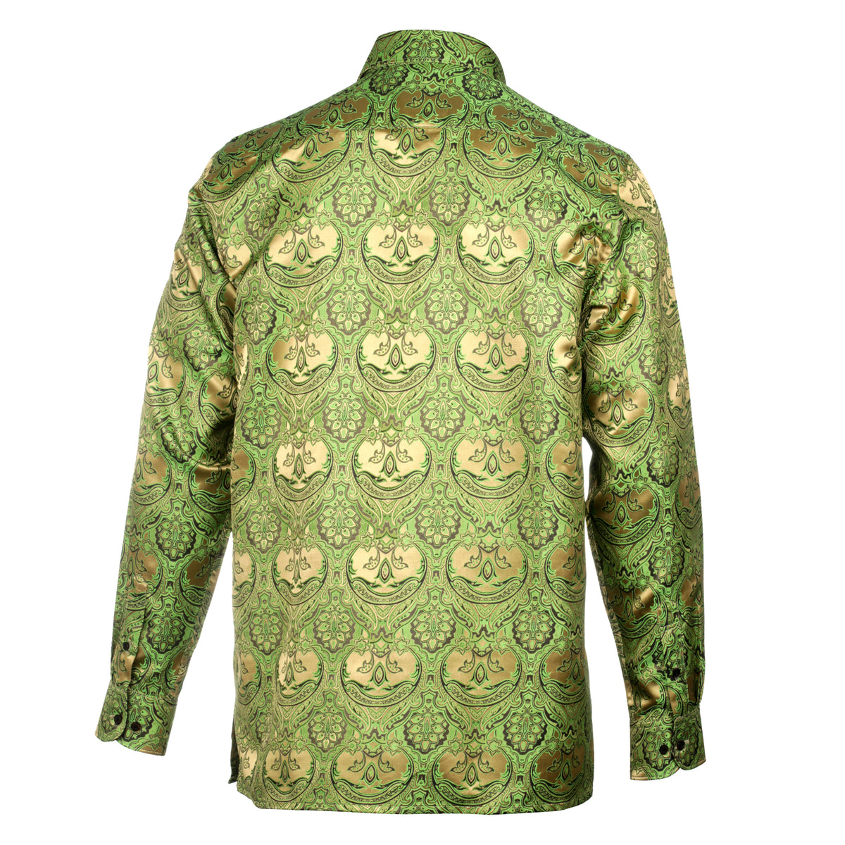 Golden Heart - Green Men's Jacquard Woven Luxury Formal Shirt