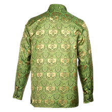 Golden Heart - Green Men's Jacquard Woven Luxury Formal Shirt