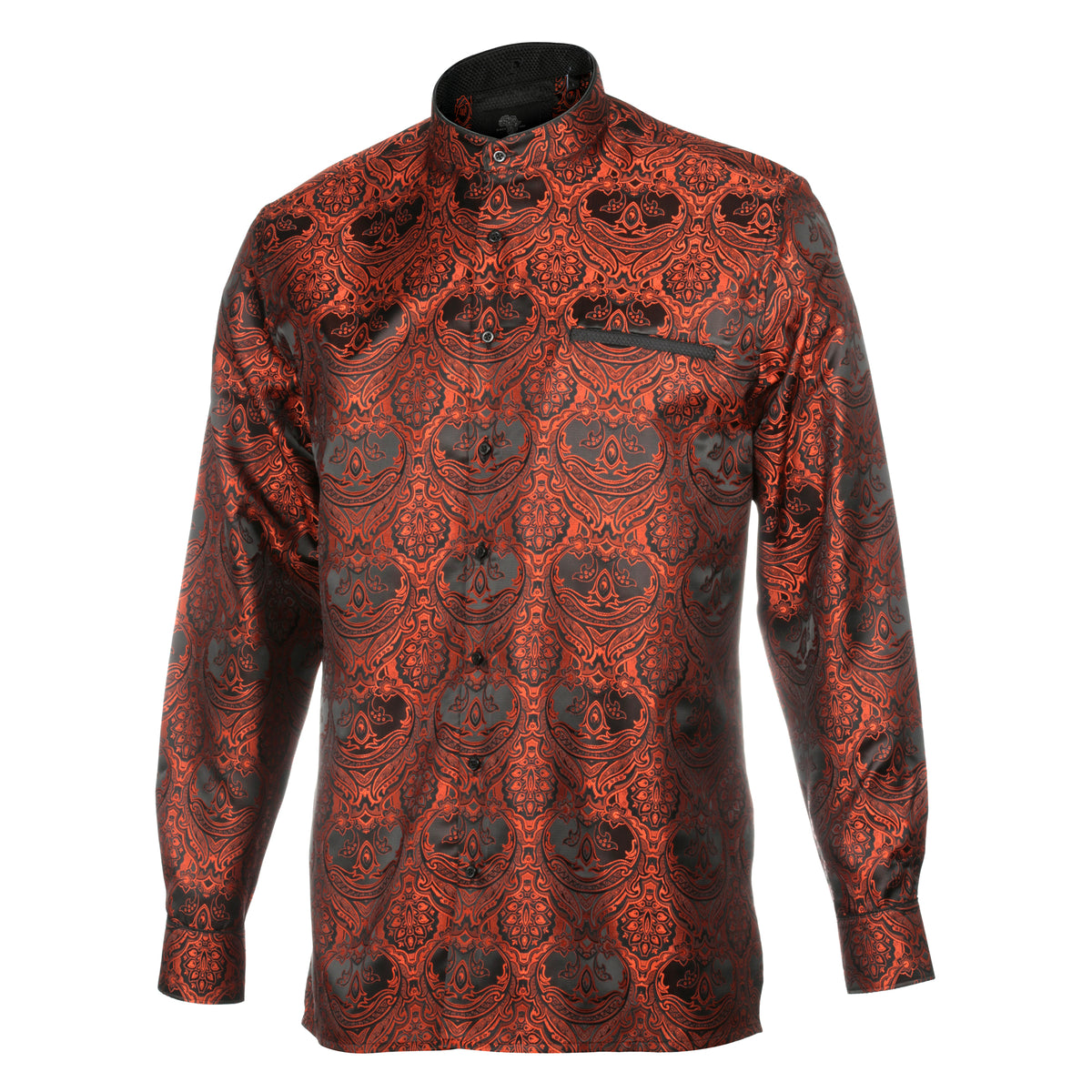 Golden Heart - Burnt Orange Men's Jacquard Woven Luxury Formal Shirt