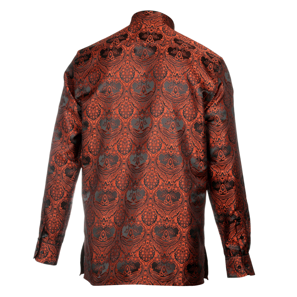 Golden Heart - Burnt Orange Men's Jacquard Woven Luxury Formal Shirt