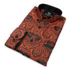 Golden Heart - Burnt Orange Men's Jacquard Woven Luxury Formal Shirt