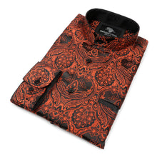 Golden Heart - Burnt Orange Men's Jacquard Woven Luxury Formal Shirt