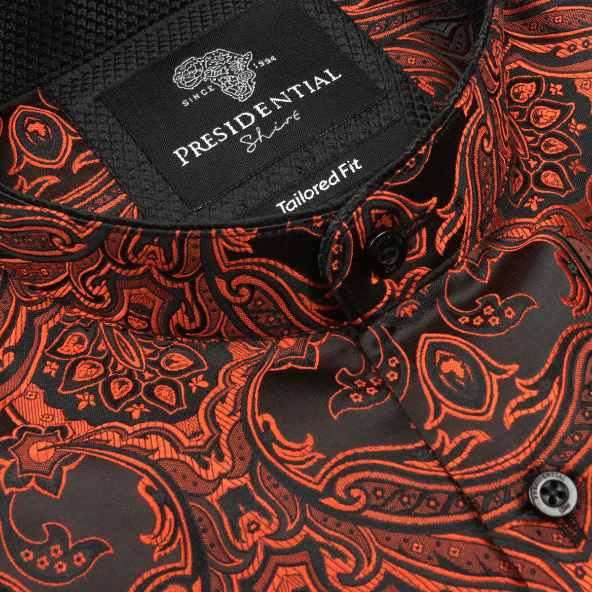 Golden Heart - Burnt Orange Men's Jacquard Woven Luxury Formal Shirt